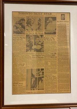 Lot # 6.1 Framed Insert of Toronto Star Daily featuring a Pierre Berton article.