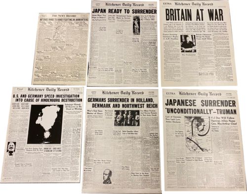 Lot #52.1 – Black and White Prints World War headlines