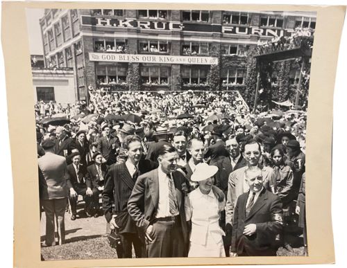 Lot 54.0 Black and White Photograph of King and Queen visit to Kitchener June, 1939 Mounted on board