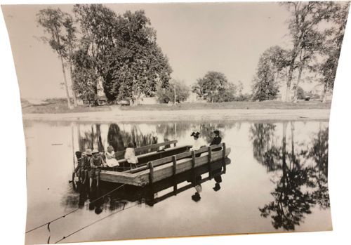 Lot 54.1 Black and White Photograph Late 1800s-Early 1900s Floating on Raft