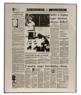 Lot #8.17 Toronto Star Sports “Sittler is hoping super shootout silences Ballard” February 9th, 1976